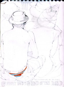 Sketching of audience members at End of the Road Festival