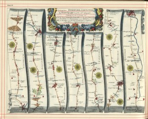 An antique strip map.